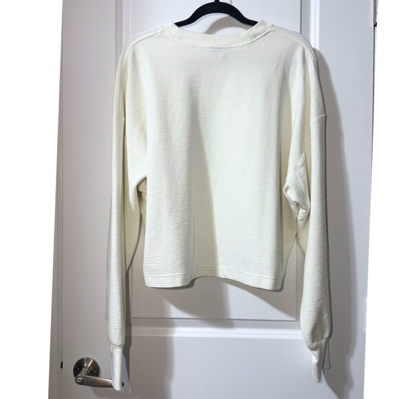 Adidas Women’s XL Ribbed V-neck Cropped Sweatshirt – White | New Without Tags - Picture 10 of 15